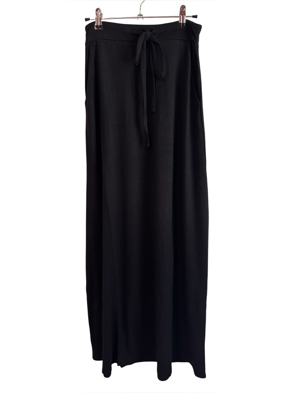 Black Drawstring Maxi Skirt for Women